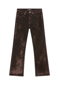 HIGH-WAIST FLOCKED - Jean bootcut - mottled dark brown