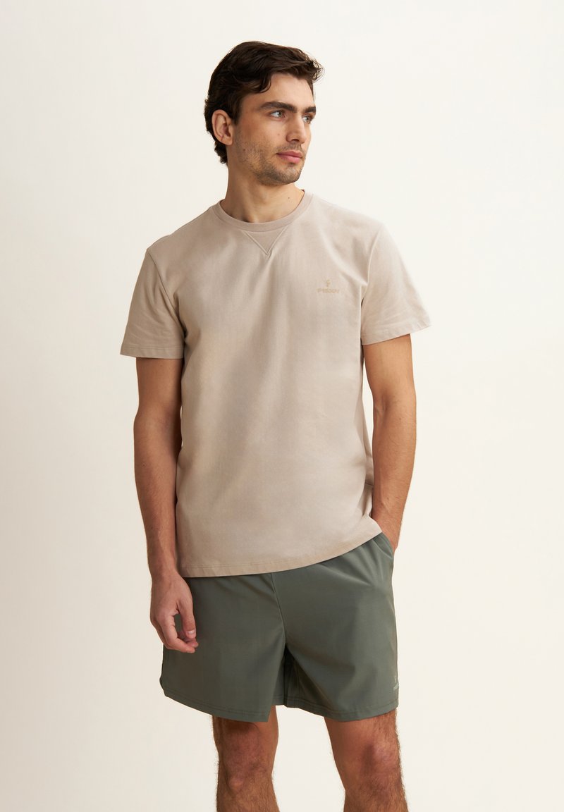 Freddy REGULAR CON SCOLLO GIROCOLLO E LOGO IN TONO - T-shirt basic - feather gray