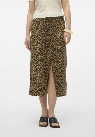 Jupe Crayon Lin Marks & Spencer Taille 8 – Marron, Boutonnée, Longueur Genou (vintage)