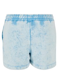 Kratke hlače u plavom tie-dye uzorku od mekog materijala, s elastičnom zanatnom trakom i strukturiranim bočnim džepovima, s izblijedjelim uzorkom.