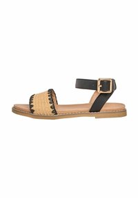 Friends Like These REGULAR FIT - NATURAL RAFFIA COMFORT FAUX LEATHER STRAP FLAT SANDALS  . - Sandalai - black