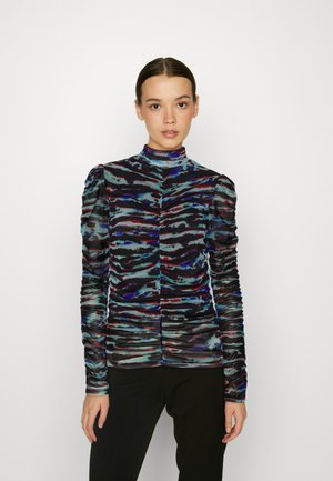 Object OBJTRINA - Μπλούζα με μακριά μανίκια - black/clematis blue