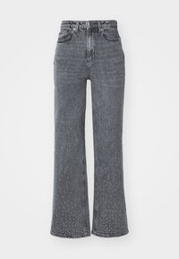VMTESSA WIDE STUDS - Široke nogavice - light grey denim