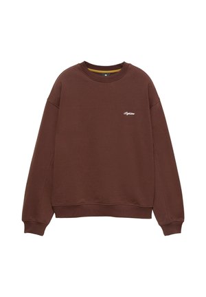 PULL&BEAR, ROUND NECK EMBROIDERED - SWEATSHIRT - Sweatshirt - brown