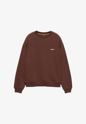 PULL&BEAR, ROUND NECK EMBROIDERED - SWEATSHIRT - Sweatshirt - brown