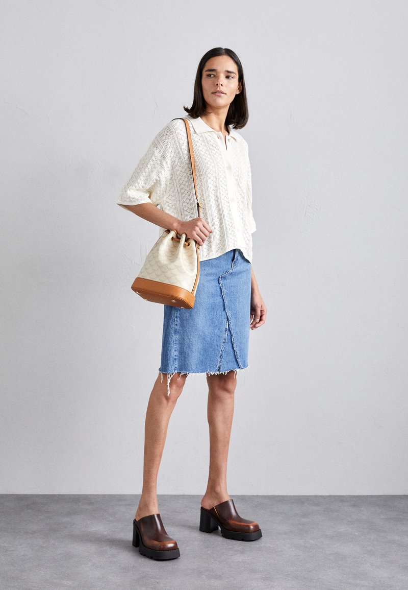 MCM Cream Drawstring Pouch MCM Canvas Exterior Bucket & Drawstring Bag Handbags & Bags  main image 4