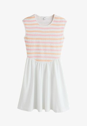 Next, REGULAR FIT - CAP SLEEVE SHIRRED BODY JERSEY MINI DRESS . - Jerseykleid - white multi stitch