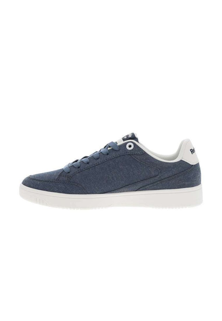 Sneakers in tela di colore blu scuro con suola in gomma bianca. Presentano una chiusura con lacci, punta rotonda e pannelli laterali testurizzati. Logo sul tallone.