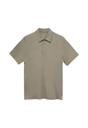 Kortærmet polo shirt i afdæmpet beige, med en klassisk krave, tre-knaps placket og glat, tekstureret stof.