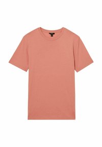 Tricou cu mânecă scurtă din bumbac coral moale, având un decolteu rotund și un design simplu, net adornat, cu o croială clasică.