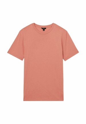 Tricou cu mânecă scurtă din bumbac coral moale, având un decolteu rotund și un design simplu, net adornat, cu o croială clasică.