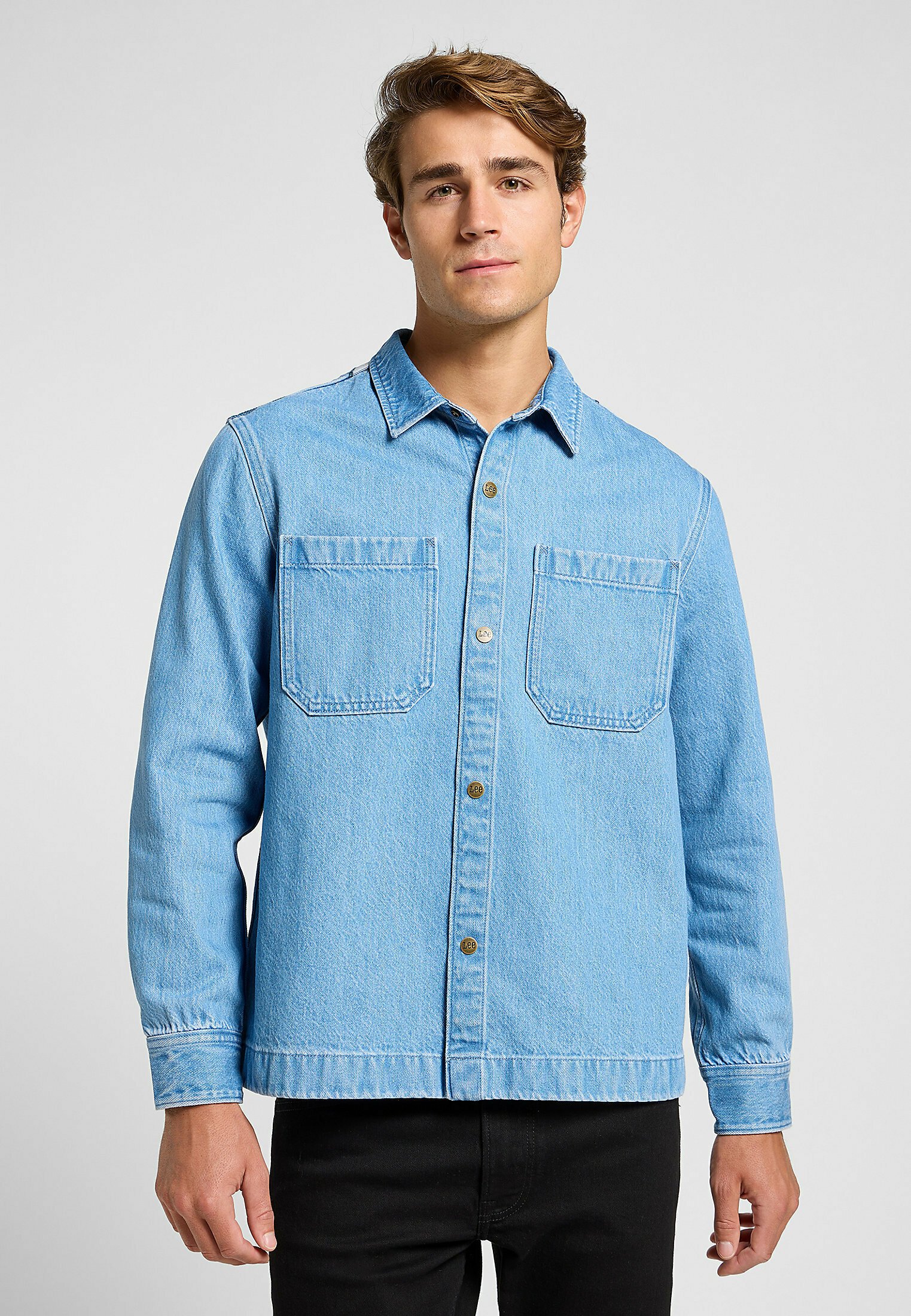 Lee LONG SLEEVE OVERSHIRT Chaqueta vaquera light wash/blue