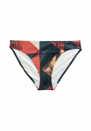 RUCHED SIDE LEG - Bikiniunderdel - navy rust red palm print