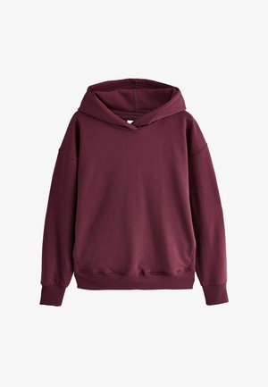 Bordo dukserica napravljena od mekog materijala, s prednjim kengur džepom i rebrastim rukavima i donjim rubom; ima mali izvezeni logo na grudima.