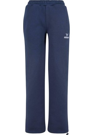 Marineblå sweatpants med elastisk talje, lavet af blødt stof; har et lille logo broderet på forsiden, lige ben design.