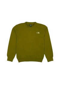 Felpa verde oliva realizzata in tessuto misto cotone. Caratterizzata da un colletto rotondo, maniche lunghe, polsini a coste e un piccolo logo sul petto.