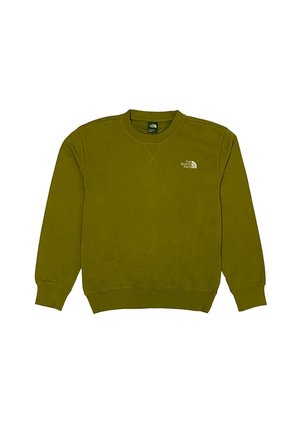 Felpa verde oliva realizzata in tessuto misto cotone. Caratterizzata da un colletto rotondo, maniche lunghe, polsini a coste e un piccolo logo sul petto.