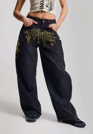 Ed Hardy, WOMENS GOTHIC SKULL RELAXED BALLOON JEANS - Baggy jeans - black