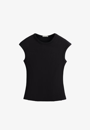 OYSHO, RIBBED SHORT SLEEVE T-SHIRT 30400131 - T-shirt basique - black