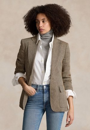 Polo Ralph Lauren HERRINGBONE LINEN BLEND BLAZER - Blejzr - brown/cream