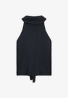 FLUID HALTER TIE-NECK TOP - Top - mottled dark blue