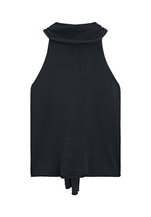 Massimo Dutti, FLOWING HALTER TOP WITH TIE - Top - mottled dark blue