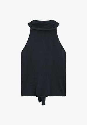 Massimo Dutti, FLOWING HALTER TOP WITH TIE - Top - mottled dark blue