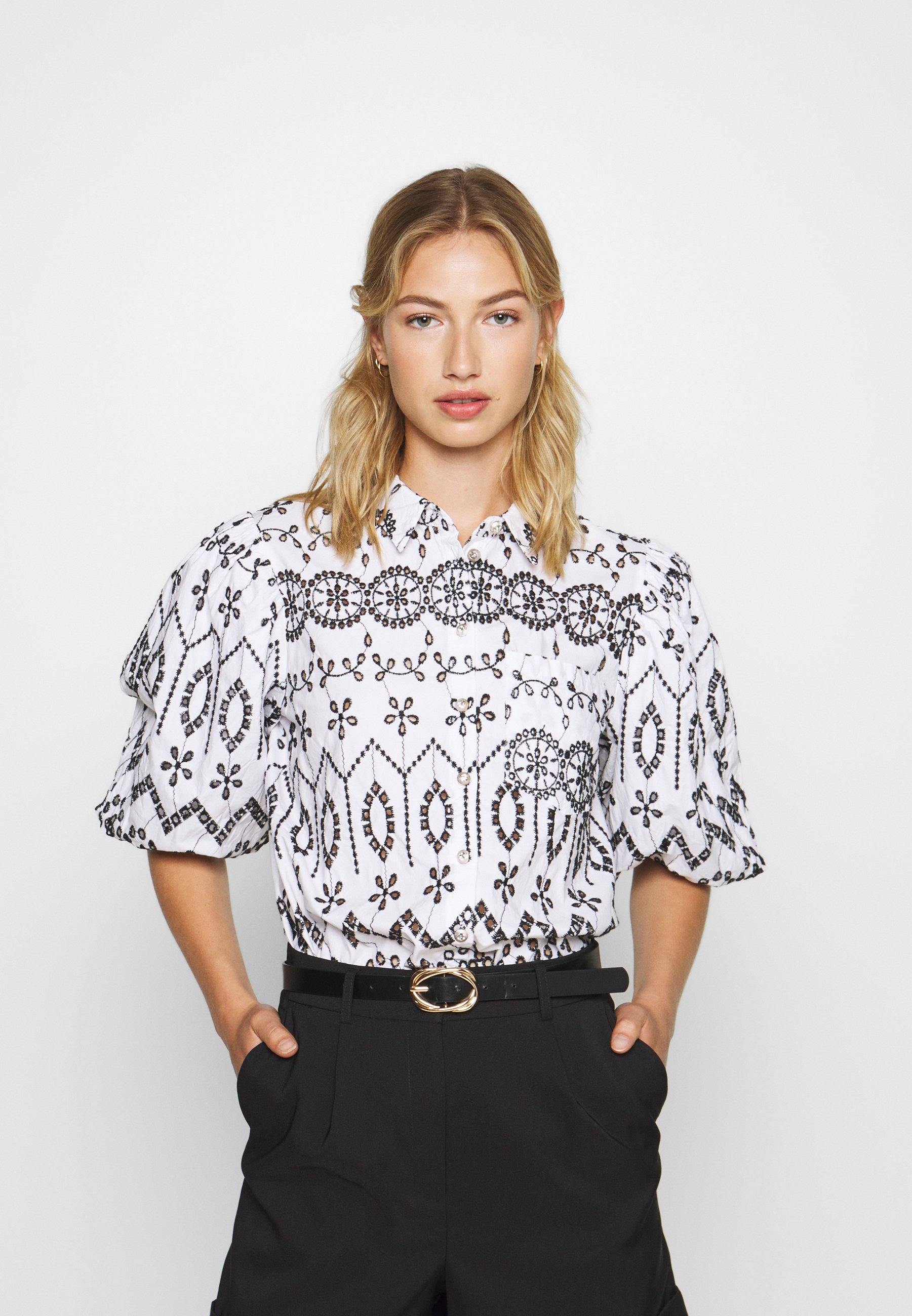 River Island Skjorte blackwhite Zalando.no River Island Skjorte black Zalando.no