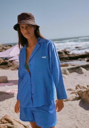 Self., REGULAR FIT - BEACH CO-ORD SHIRT WITH LINEN - Button-down blouse - blue