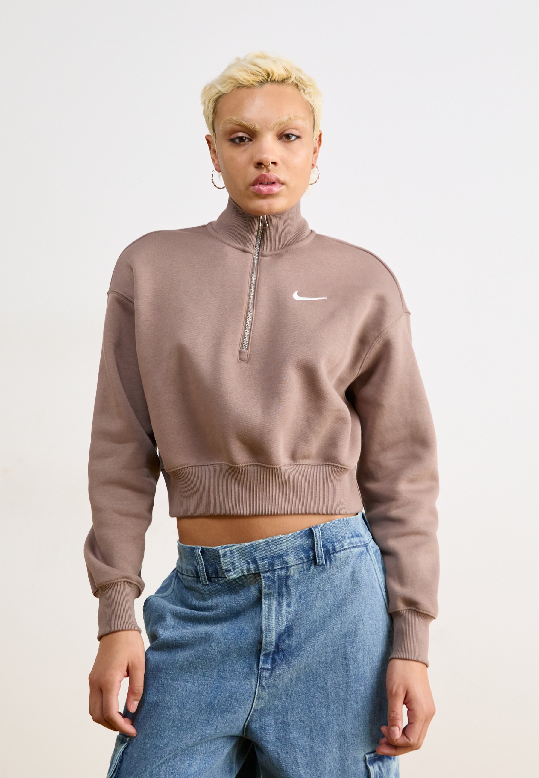 Nike Sportswear CROP Sweatshirt mink brown/sail/brown