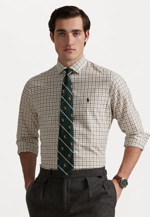Polo Ralph Lauren CUSTOM FIT PLAID STRETCH POPLIN SHIRT - Camicia - cream/brown