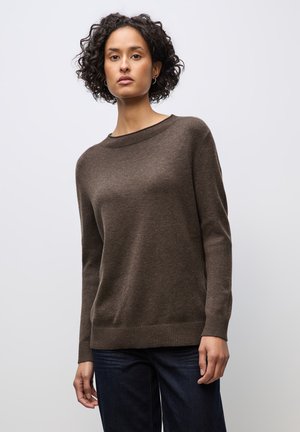 MIT ROLLKANTE - Pullover - braun
