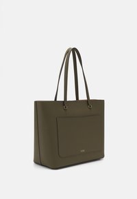Lauren Ralph Lauren CROSSHATCH LEATHER LARGE KARLY TOTE - Kandekott - olive