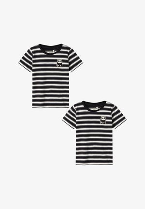 Name it, 2ER-SET DESIGN RUNDHALS KURZARM - Print T-shirt - schwarz