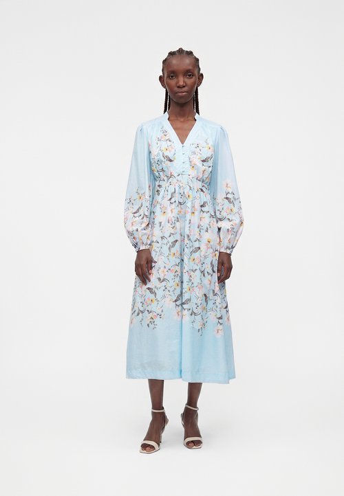 knee length dresses for ladies Salome Lemon Floral Print Twisted Asymmetric Maternity Midi Dress – Club L  London