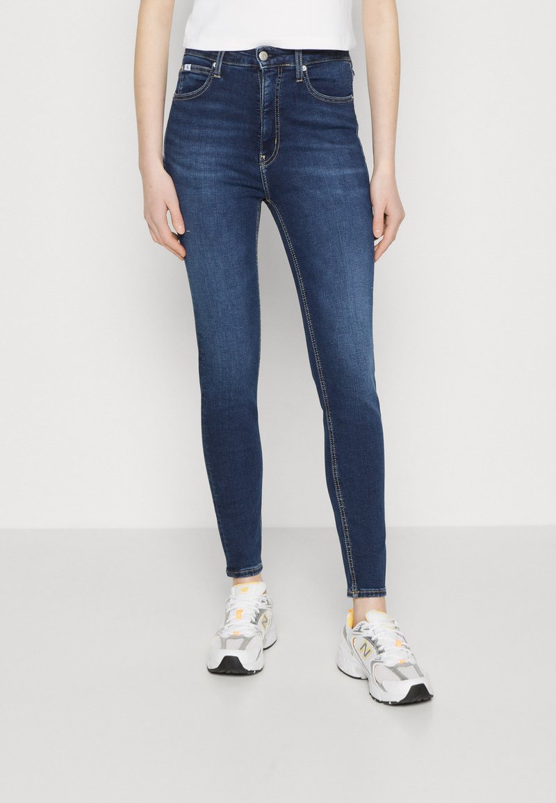CALVIN KLEIN Womens Navy Pocketed Zippered High Rise Ankle Animal Print Skinny Jeans