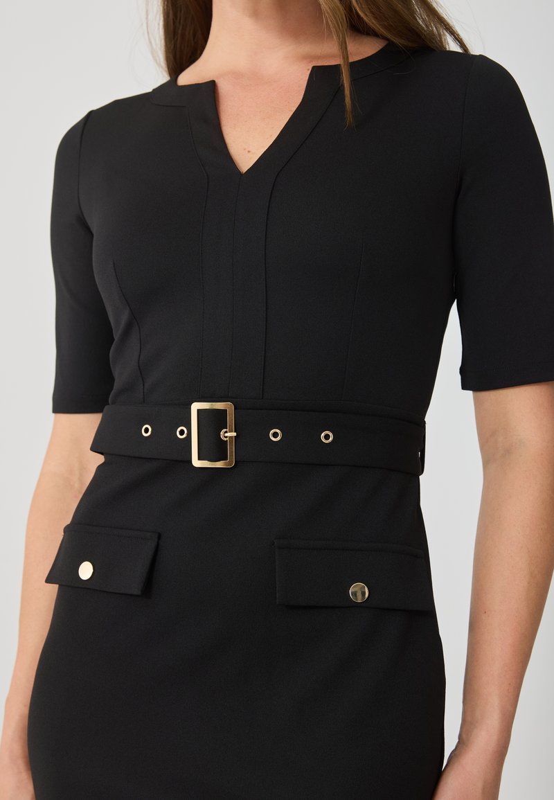 slim fit dress slacks Black Gold Chain Straps Drawstring Cut Out Mini Dress main image 0