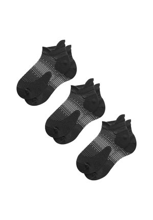 Črne nogavice do gležnjev z mrežastim vzorcem in solidnimi tkaninami na peti in prstih. Na voljo v paketu treh parov.