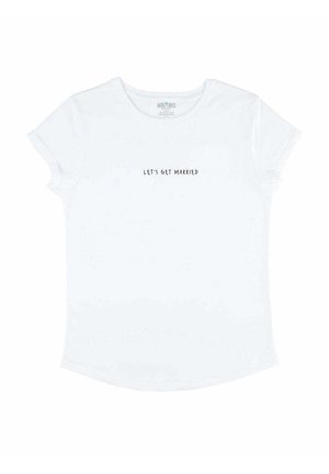 LETS GET MARRIED EMBROIDERY  ROLL UP  - T-shirt imprimé - white