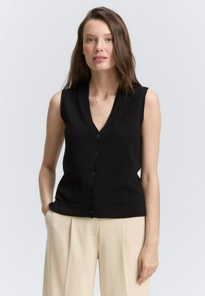 TOM TAILOR MIT KNOPFLEISTE - Strickjacke - deep black