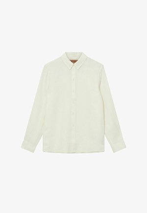 Bijela košulja dugih rukava s dugmadima, s oštrim ovratnikom i manžetama, prikazana ravno na bijeloj pozadini.