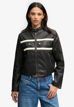 Superdry & Co, Imitatieleren jas - washed black off white