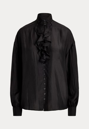 Polo Ralph Lauren, OVERSIZE FIT SILK RUFFLE-FRONT SHIRT - Chemisier - black