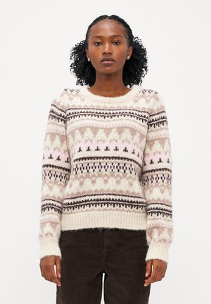 ONLY Petite ONLMONTANA LIFE O NECK - Džemper - whitecap gray/chocolate torte/silver mik/fary tale