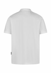 Witte polo met korte mouwen van een zachte, gladde stof, een klassieke kraag en een rechte zoom. Bevat een klein merketiket aan de zijkant.