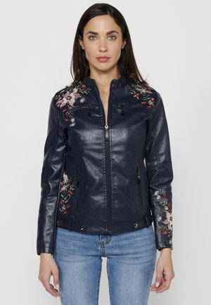 Kunstlederjacke - navy