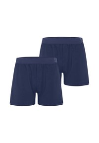 Boxers en coton bleu marine, avec une taille élastique, des fentes sur les côtés et un discret logo sur le devant à gauche. Lot de deux.