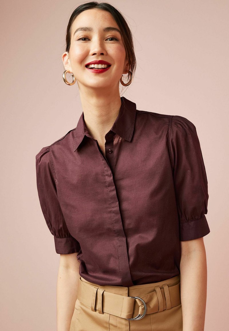 Next SHORT SLEEVE THROUGH Hemdbluse burgundy/braun Zalando.ch
