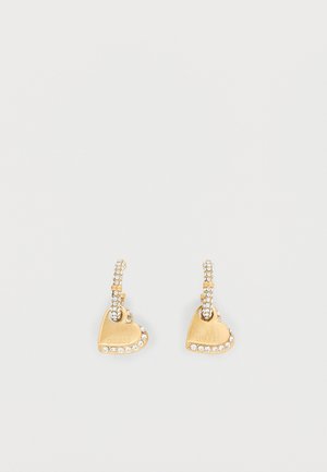 HEARTS PAVE HOOPS - Pendientes - yellow gold-coloured