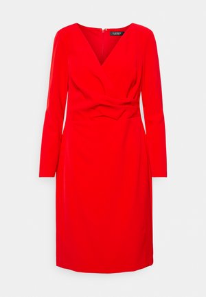 CREPE LONG-SLEEVE DRESS - Denní šaty - lipstick red